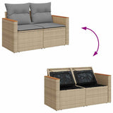 vidaXL 7-delige Loungeset met kussens poly rattan acacia zwart