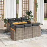vidaXL 7-delige Loungeset met kussens poly rattan acacia zwart