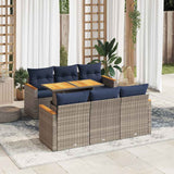 vidaXL 7-Piece Lounge Set with Cushions Poly Rattan Grey