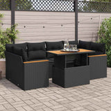 vidaXL 7-delige Loungeset met kussens poly rattan zwart