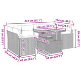 vidaXL 7-delige Loungeset met kussens poly rattan zwart
