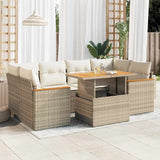vidaXL 7-delige Loungeset met kussens poly rattan zwart