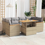 vidaXL 7-delige Loungeset met kussens poly rattan zwart