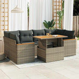 vidaXL 7-delige Loungeset met kussens poly rattan zwart