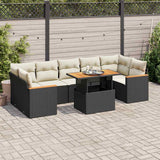 vidaXL 8-Piece Poly Rattan Lounge Set with Cushions Black