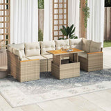 vidaXL 8-Piece Poly Rattan Lounge Set with Cushions Black