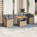 vidaXL 8-Piece Poly Rattan Lounge Set with Cushions Black
