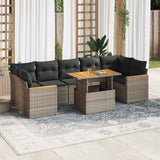 vidaXL 8-Piece Poly Rattan Lounge Set with Cushions Black
