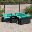 vidaXL 9-piece Lounge Set with Cushions Poly Rattan Black