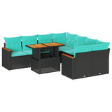vidaXL 9-piece Lounge Set with Cushions Poly Rattan Black