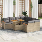 vidaXL 9-delige Loungeset met kussens poly rattan zwart