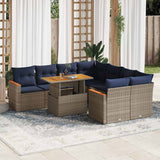 vidaXL 9-piece Lounge Set with Cushions Poly Rattan Black