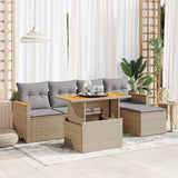 vidaXL 6-delige Loungeset met kussens poly rattan zwart