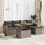 vidaXL 6-delige Loungeset met kussens poly rattan zwart