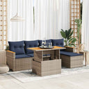 vidaXL 6-delige Loungeset met kussens poly rattan zwart