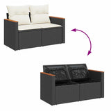 vidaXL 5-delige Loungeset met kussens poly rattan zwart