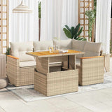vidaXL 5-delige Loungeset met kussens poly rattan zwart