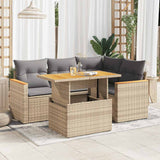 vidaXL 5-delige Loungeset met kussens poly rattan zwart