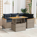 vidaXL 5-delige Loungeset met kussens poly rattan zwart