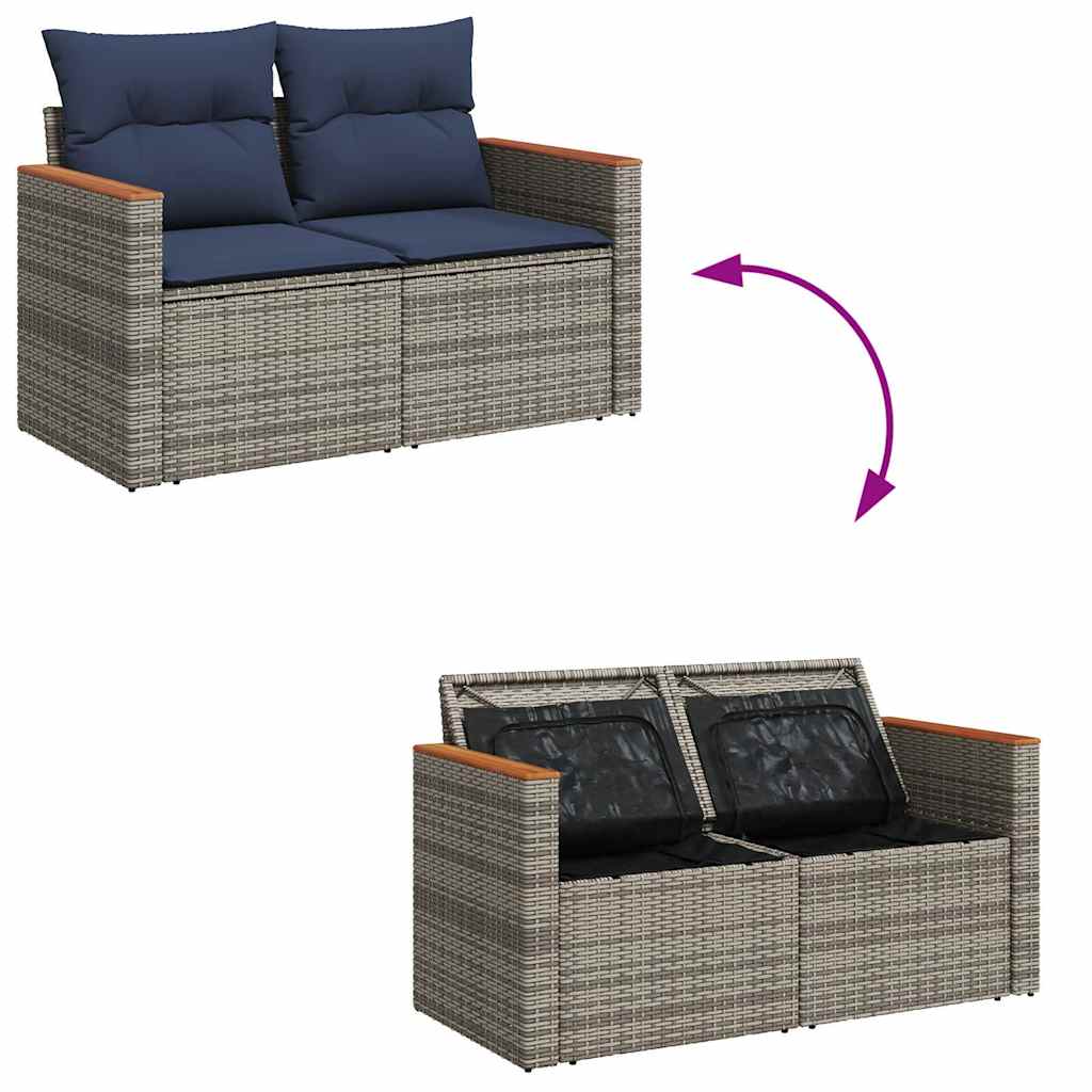 vidaXL 5-delige Loungeset met kussens poly rattan zwart