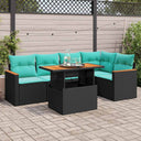 vidaXL 6-Piece Lounge Set with Cushions Poly Rattan Black