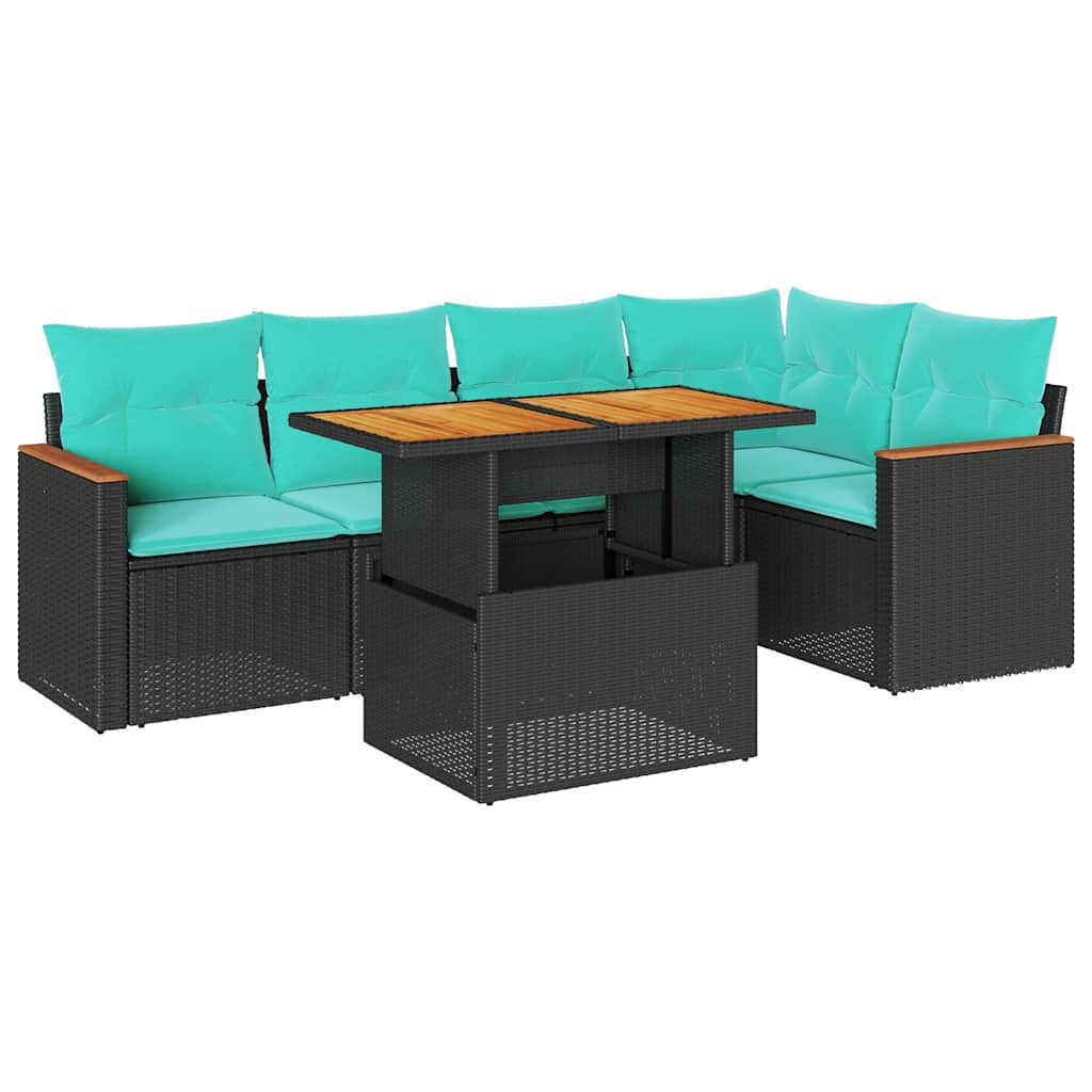 vidaXL 6-Piece Lounge Set with Cushions Poly Rattan Black
