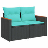 vidaXL 6-Piece Lounge Set with Cushions Poly Rattan Black