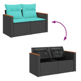 vidaXL 6-Piece Lounge Set with Cushions Poly Rattan Black