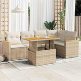 vidaXL 6-delige Loungeset met kussens poly rattan zwart