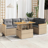 vidaXL 6-delige Loungeset met kussens poly rattan zwart