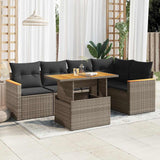 vidaXL 6-delige Loungeset met kussens poly rattan zwart