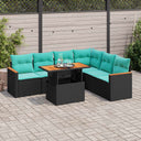 vidaXL 7-Piece Lounge Set with Cushions Poly Rattan Black