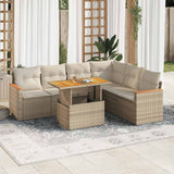 vidaXL 7-delige Loungeset met kussens poly rattan zwart
