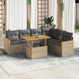 vidaXL 7-delige Loungeset met kussens poly rattan zwart