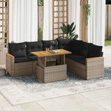 vidaXL 7-delige Loungeset met kussens poly rattan zwart