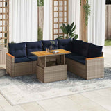 vidaXL 7-Piece Lounge Set with Cushions Poly Rattan Black