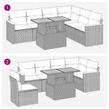 vidaXL 7-Piece Lounge Set with Cushions Poly Rattan Black