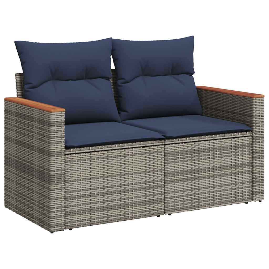 vidaXL 7-Piece Lounge Set with Cushions Poly Rattan Black