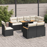 vidaXL 9-delige Loungeset met kussens poly rattan zwart