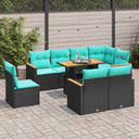vidaXL 9-piece Lounge Set with cushions poly rattan black