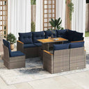 vidaXL 9-piece Lounge Set with cushions poly rattan black