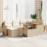 vidaXL 7-Piece Lounge Set with Cushions Poly Rattan Black