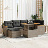 vidaXL 7-Piece Lounge Set with Cushions Poly Rattan Black
