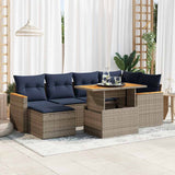 vidaXL 7-delige Loungeset met kussens poly rattan zwart