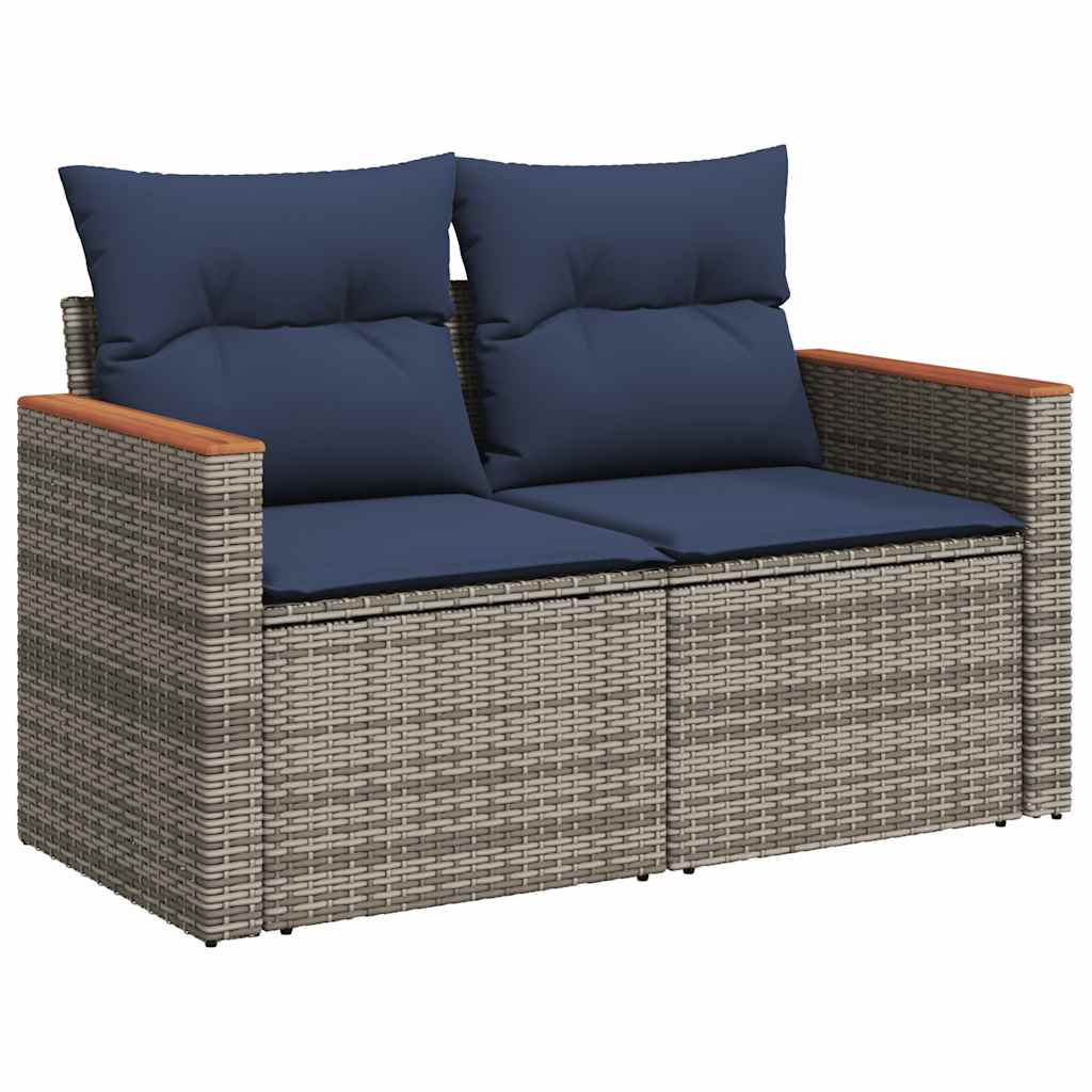 vidaXL 7-delige Loungeset met kussens poly rattan zwart