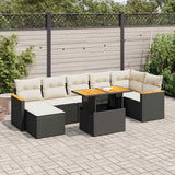 vidaXL 8-delige Loungeset met kussens poly rattan zwart