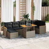 vidaXL 8-delige Loungeset met kussens poly rattan zwart