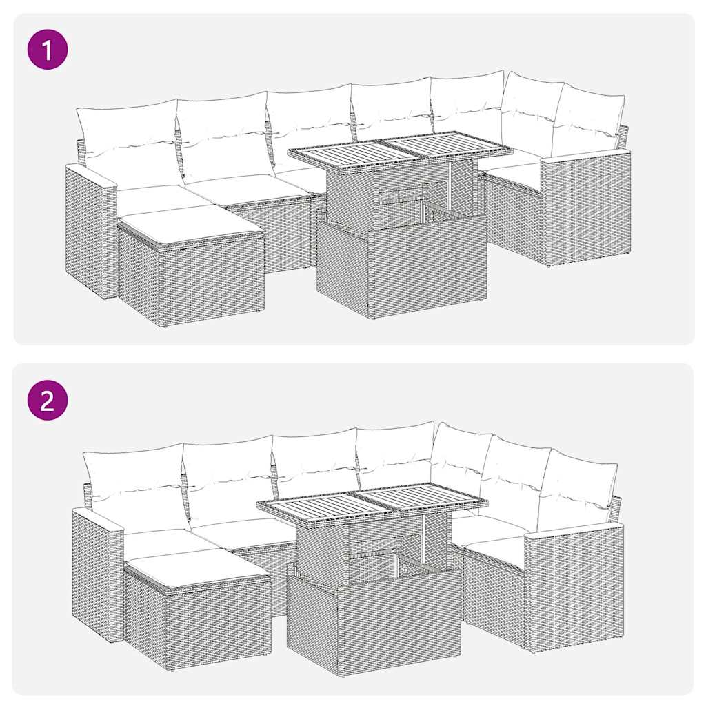 vidaXL 8-Piece Lounge Set with Cushions Poly Rattan Acacia Black