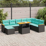 vidaXL 9-piece Lounge Set with Cushions Poly Rattan Grey