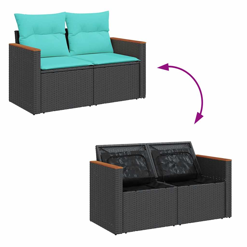 vidaXL 9-piece Lounge Set with Cushions Poly Rattan Grey